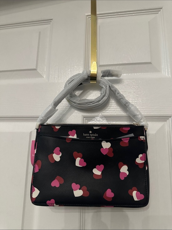 kate spade Handbags - kate spade Black Heart-Print Crossbody Bag with Pink and Red Hearts